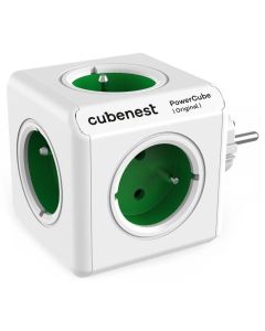 Cubenest Powercube Original,  5× zásuvka, bílá/zelená, dětská pojistka, uzemnění, max. 16A/250V~3680W/50-60Hz