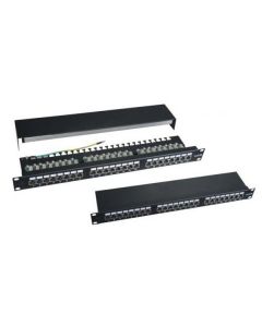 XtendLan Patch panel 19", 24 portů, stíněný, Cat6, vyvazovací úchyty, černý