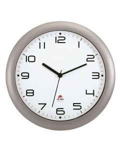 Nástěnné hodiny HorNew - plastové, 30 cm, stříbrné
