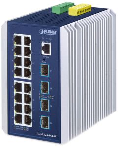 Planet IGS-6325-16T4X průmyslový L3 switch, 16x1Gb, 4x10Gb SFP+, -40~75°C, dual 9-48VDC, IP30, fanless