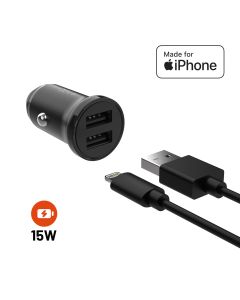 Autonabíječka FIXED, 2xUSB, USB/Lightning kabel