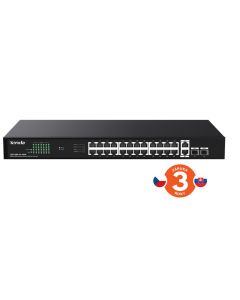 Tenda TEG1128P-24-410W PoE+ Gigabit switch 24x 1Gb/s PoE+ 802.3af/at + 2x SFP + 2x RJ45, 370W, Rack