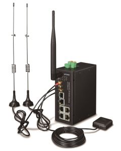 Planet IoT/M2M průmyslová brána, 1xWAN+3xLAN 1Gb, 2xLTE, WiFi ac, GPS, 3xCOM, I/O, DIN, IP30, -36/+75C, 9-36VDC