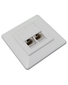 XtendLan Zásuvka 2x RJ-45, Cat6, nestíněná, pod omítku, při užití krabičky i na zeď, šikmý vývod