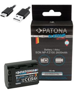 PATONA baterie pro foto Sony NP-FZ100 2600mAh Li-Ion Platinum USB-C nabíjení