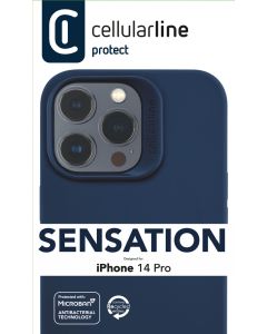 Ochranný silikonový kryt Cellularline Sensation pro Apple iPhone 14 Pro, modrý