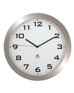 Velké hodiny na zeď, plast, 38 cm, stříbrné