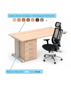 Ergonomický set nábytku - TRIO, lamino/kov