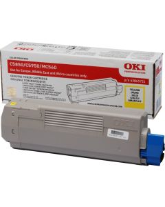 OKI originál tonerová kazeta 43865721/ C5850/ C5950/ MC560/ MC560n/ MC560dn/ 6000 stran/ Žlutá