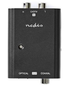 NEDIS převodník stereofonního zvuku na digitální/ 1cestný/ 2x zásuvka RCA (Stereo)/ zásuvka RCA + zásuvka Toslink/ černý