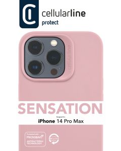Ochranný silikonový kryt Cellularline Sensation pro Apple iPhone 14 PRO MAX, růžový