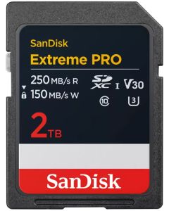 SanDisk Extreme PRO 2TB SDXC / UHS-I, Class 10, U3, V30 /  up to 250MB/s & 150MB/s Read/Write / + 2 years RescuePRO
