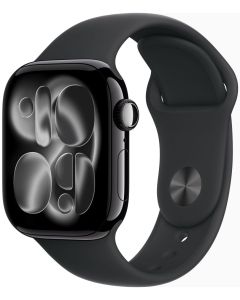 Apple Watch Series 11 42mm Klavírně černý hliník s černým sportovním řemínkem - S/M
