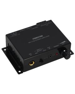 Fonestar Nástěnný stereo zesilovač Class D 2×15 W/4ohm, Mic + AUX, ocelové pouzdro, 12 V DC adaptér