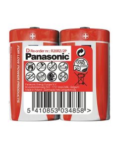 Panasonic Jednorázová zinkouhlíková baterie D, 2-pack