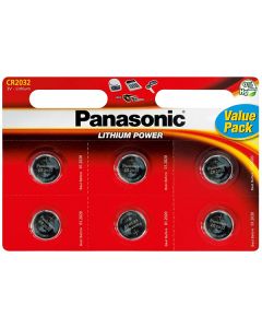 Panasonic Jednorázová lithiová baterie CR2032, 6-pack