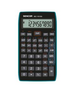 Sencor Kalkulačka SEC 105 BU, černá, školní, desetimístná, modrý rámeček