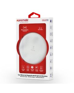 Promate, bezdrátová nabíječka, Cloud-Qi, 9V, nabíjení mobilních telefonů, podsvícená, ochrana proti přehřátí, DOPRODEJ