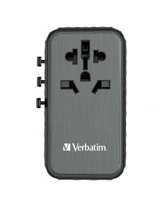 Verbatim, Cestovní adaptér World-to-World UTA-06 GaN III 2x USB-C PD, QC 4+ a 2x USB-A QC 3.0, černý, 100 W