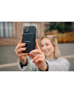 Verbatim, power banka s bezdrátovým nabíjením, 5V, nabíjení telefonu, 32225, 5000mAh, magnetické připevnění, Černá