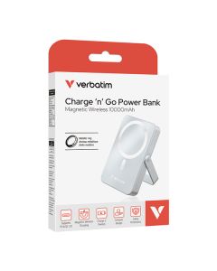 Verbatim, power banka s bezdrátovým nabíjením, 5V, nabíjení telefonu, 32266, 10 000mAh, magnetické připevnění, Modrá