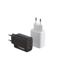 Verbatim Essentials, GaN nabíječka do sítě USB-A QC 3.0, 2 USB-C PD 3.0, bílá, 65W