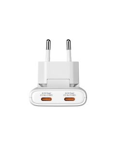 Verbatim Fold ,n, Go, GaN nabíječka do sítě 2 USB-C PD 3.0, bílá, 65W, pevná EU vidlice