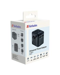 Verbatim, Cestovní adaptér univerzální World-to-World UTA-01 USB-A, černý, 12 W