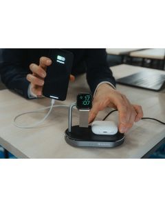 Verbatim, Nabíjecí stojan 3 v 1, pro iPhone a hodinky Apple Watch, černá, 15V, 44W, Certifikace MFi a Qi, DOPRODEJ