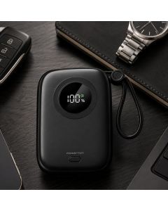 POWERTON, Power Bank, DARK EDITION, Li-Pol, 5/9/10V, nabíjení mobilních telefonů aj., 10000mAh, 2x USB-C, 22.5W, integrovaný kabel