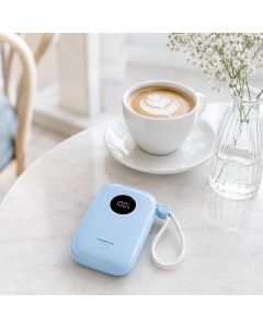 Powerton ENERGY PASTEL EDITION Powerbanka 10000mAh, 2x USB-C, 22.5W, integrované kabely, modrá