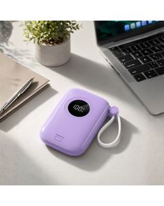 Powerton ENERGY PASTEL EDITION Powerbanka 10000mAh, 2x USB-C, 22.5W, integrované kabely, fialová