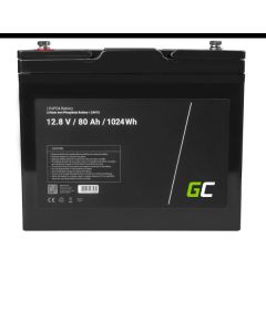 Green Cell baterie LiFePO4, 12V, 12.8V 80Ah pro fotovoltaické systémy, kempování a lodě