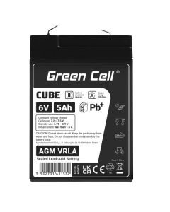 Green Cell CUBE AGM IP54 6V 5Ah VRLA baterie Gel deep cycle pro kids alarm systems