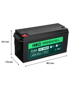 Green Cell Cube AGM VRLA IP54 12V 150Ah maintenance-free baterie pro,