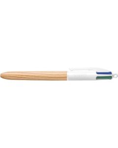 Kuličkové pero "4 Colours Wood Effect", čtyři barvy, 0,32 mm, zatahovací, BIC 508964