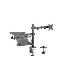 Držák monitoru Brateck LDT66-C024ML jedno kloubové rameno + jeden držák laptopu vedle sebe na tyčovém držáku