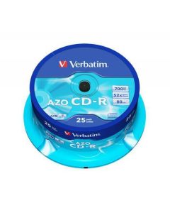 CD-R 700MB, 80min., 52x, DLP Crystal AZO, Verbatim, 25-cake