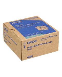 Epson originální toner C13S050608, cyan, 15000str., dual pack