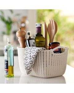 Pletený košík Knit, krémová, velikost L, plast, CURVER 226379