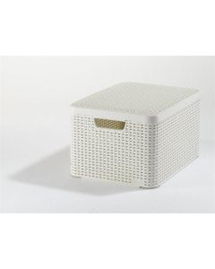 Košík, umělý ratan, krémová, 30 l, s víkem, CURVER 205862