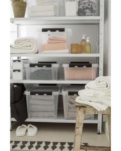 Úložný box "Classic 24", průhledný, plast, 21 l, černé úchytky, SMARTSTORE 3494070