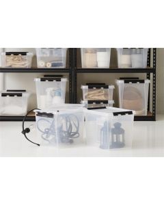 Úložný box "Classic 45", průhledný, plast, 47 l, černé úchytky, SMARTSTORE 3476070