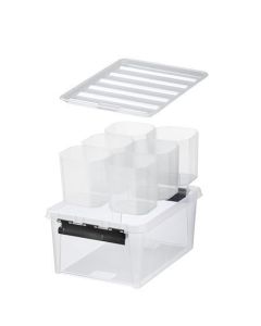 Úložný box "Classic 15", průhledný, plast, černé úchytky, 6 přihrádek, SMARTSTORE 3507790