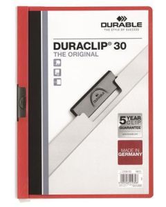 Desky s rychlovazačem "DURACLIP® 30", červená, s klipem, A4, DURABLE