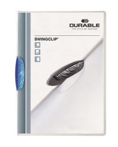 Desky s rychlovazačem "Swingclip 30", modrá, s klipem, A4, DURABLE 226006