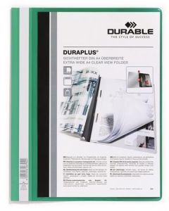 Desky s rychlovazačem "DURAPLUS", zelená, A4, široké, DURABLE 257905