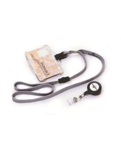 Šňůrka na krk, šedá, s klipem, DURABLE 811910