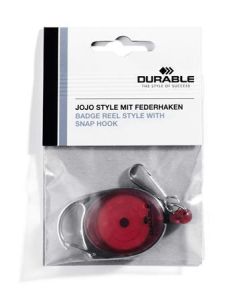 Držák jmenovek "Style", červená, výsuvný, karabina, DURABLE 832703
