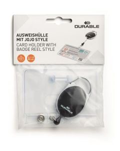 Držák jmenovek "Style", černá, výsuvný, patent, držák na 1 kartu, DURABLE 890701
